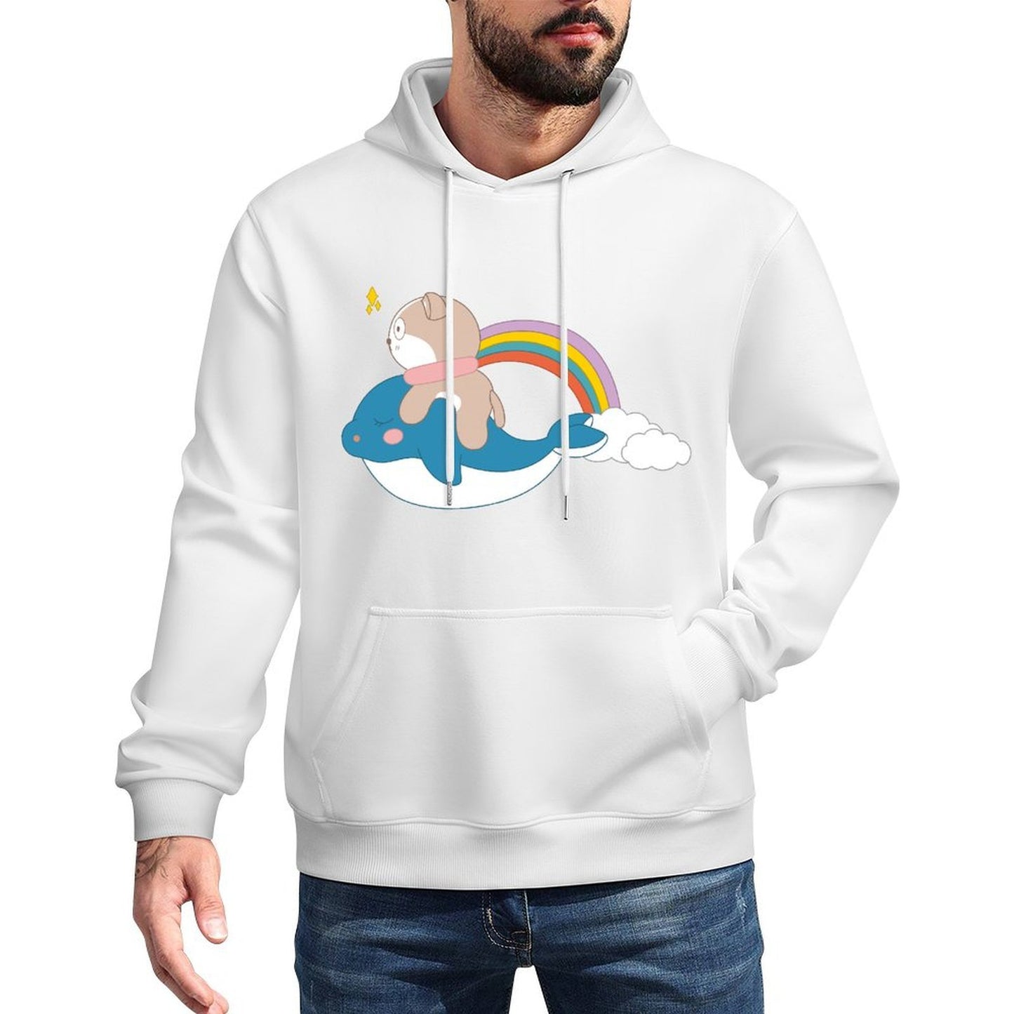 Crew Neck Minimalist Front Graphic Hoodies