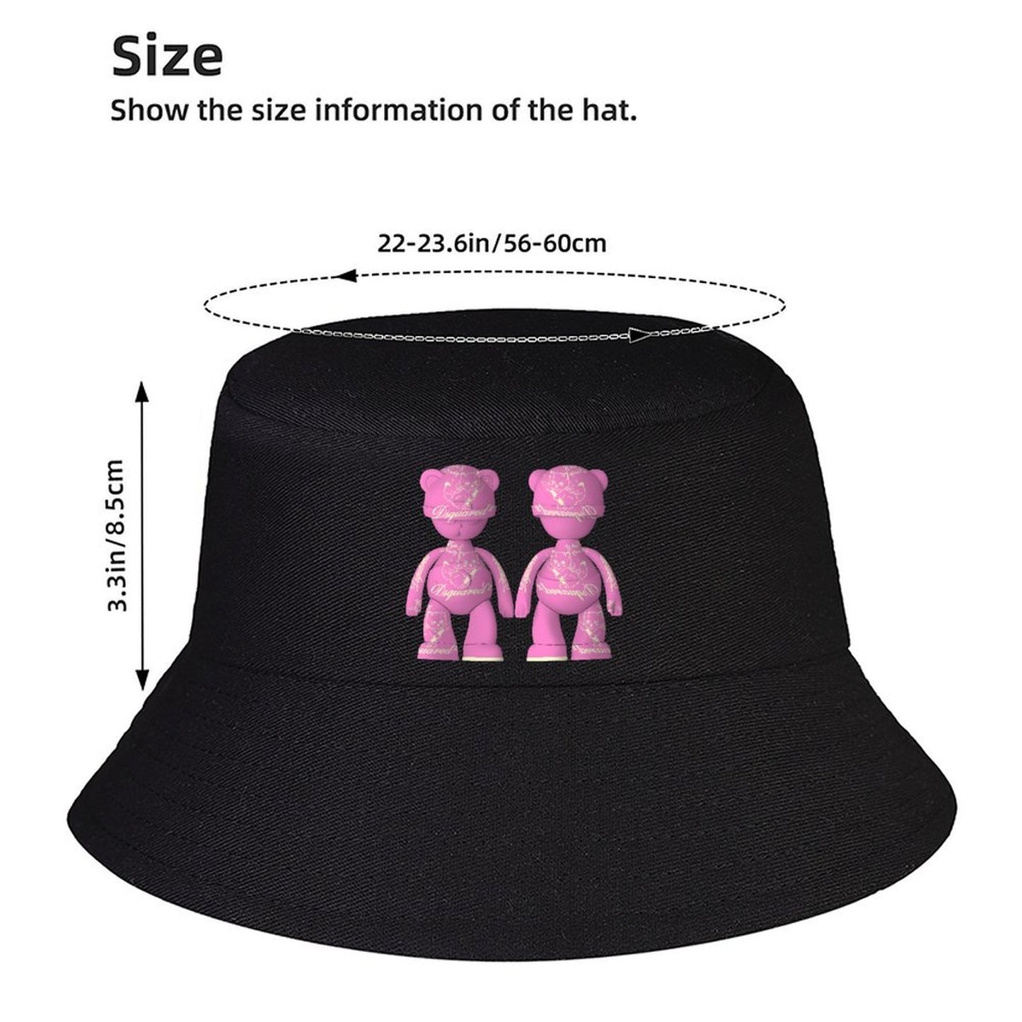 Shiny Finish Black Bucket Hat with Logo Graphic