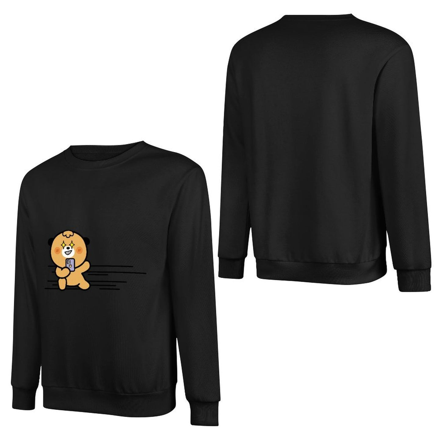 Front Patterned Long Sleeve TopRegular Crewneck