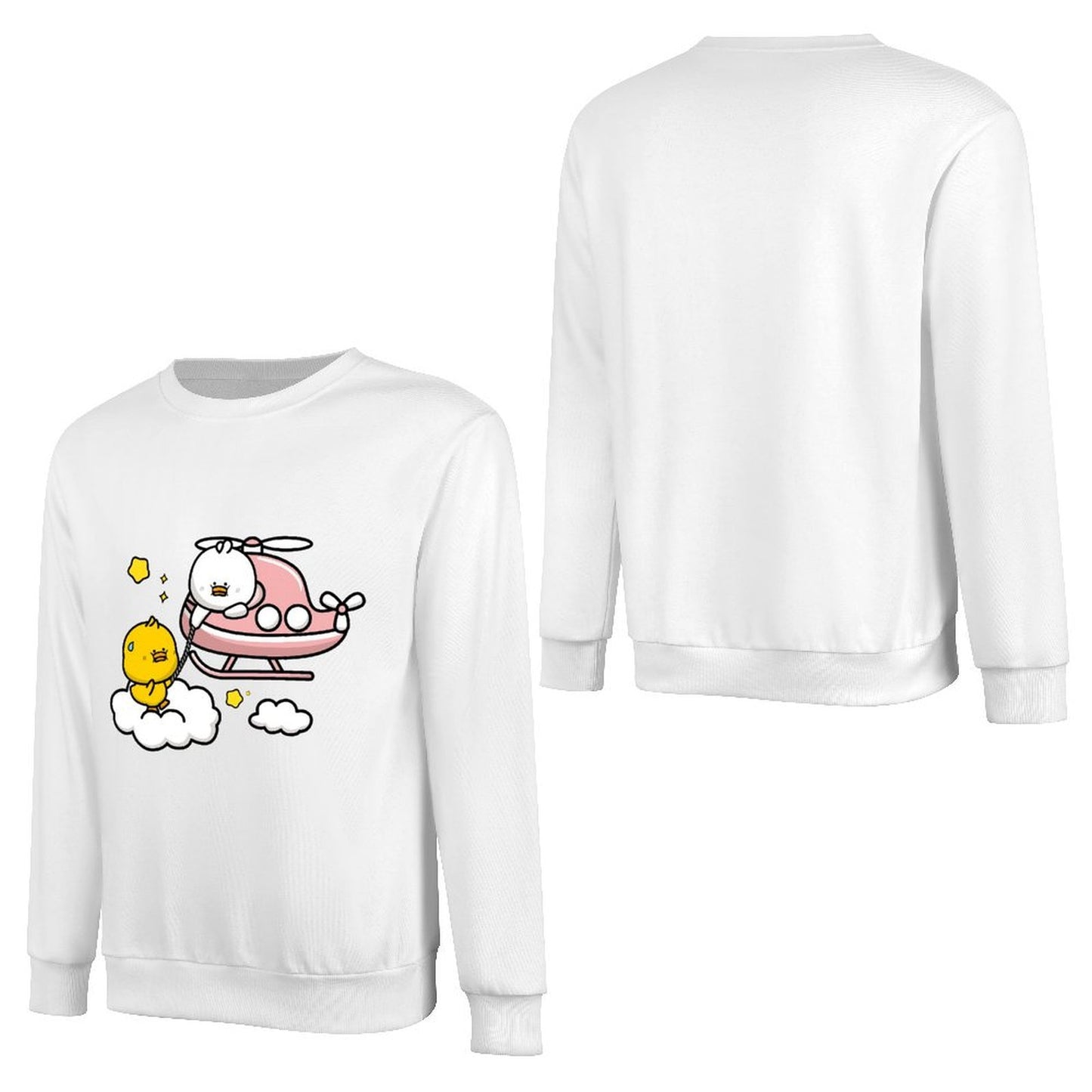 Front Patterned Long Sleeve Top Plain Cotton