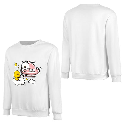 Front Patterned Long Sleeve Top Plain Cotton