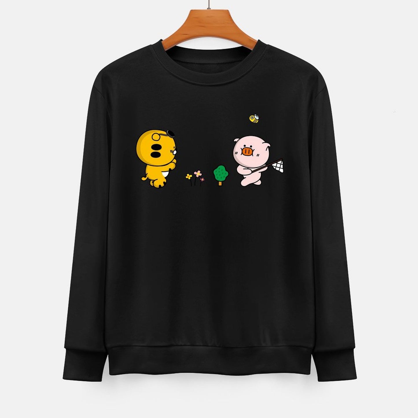 Front Patterned Long Sleeve TopFitted Heat-Transfer