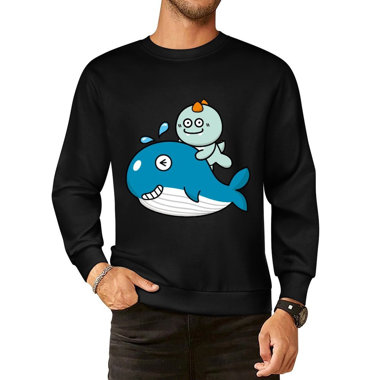 Front Patterned Long Sleeve TopShrink-Resistant EverydayTee