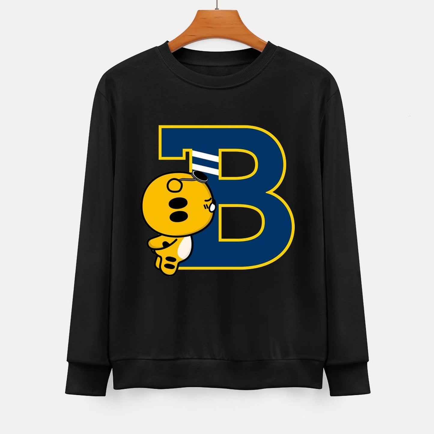 Front Patterned Long Sleeve TopOversized Double-Stitched