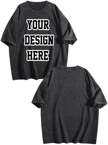 230gsm Printed 100% Cotton Pre-washed T-Shirt, Front Print in Black
