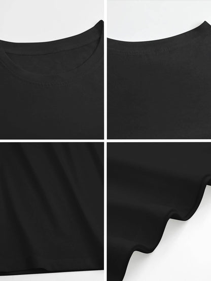 180g pure cotton crew neck long-sleeved shirt black BACK
