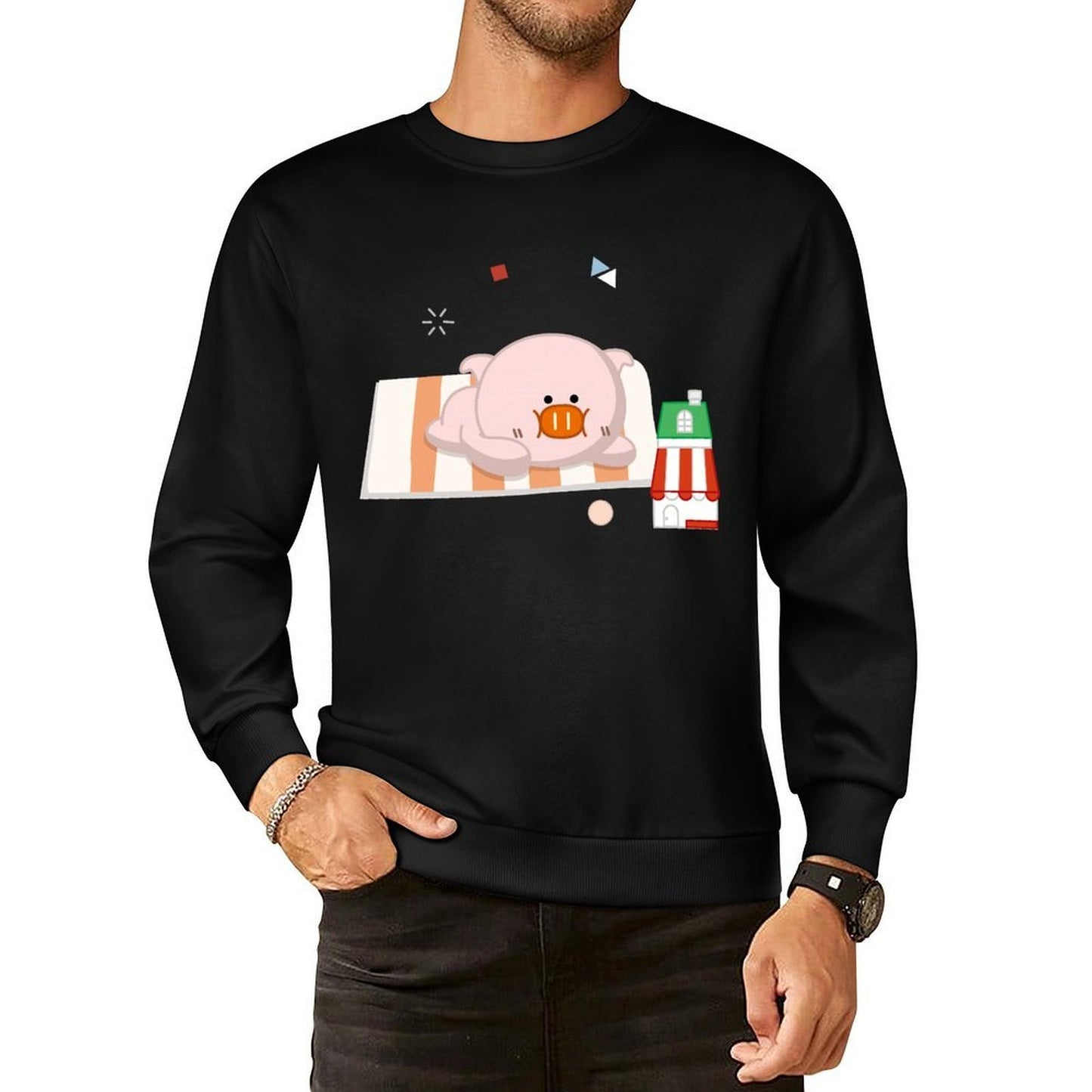 Front Patterned Long Sleeve TopSoft SimpleFit