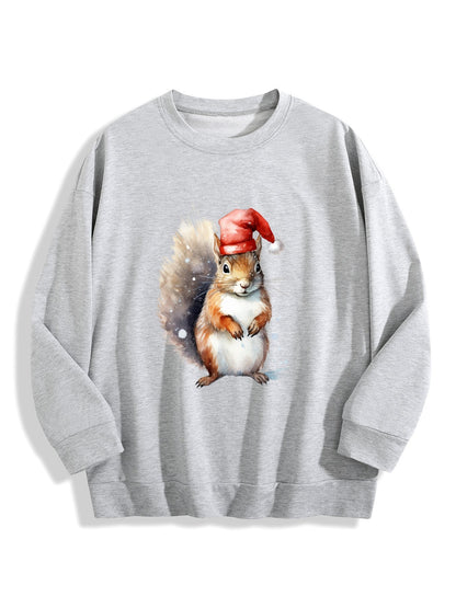 Customizable Christmas-themed long-sleeved shirt adorned with squirrels