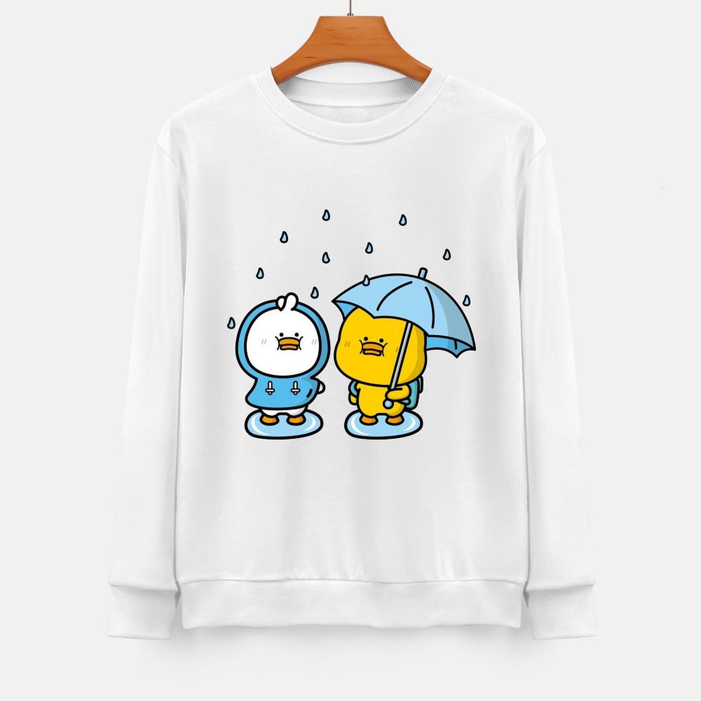 Front Patterned Long Sleeve TopCrewneck Colorfast