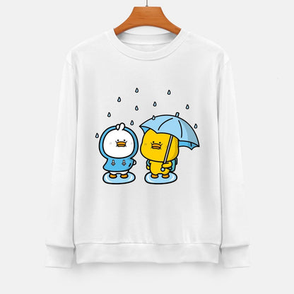 Front Patterned Long Sleeve TopCrewneck Colorfast