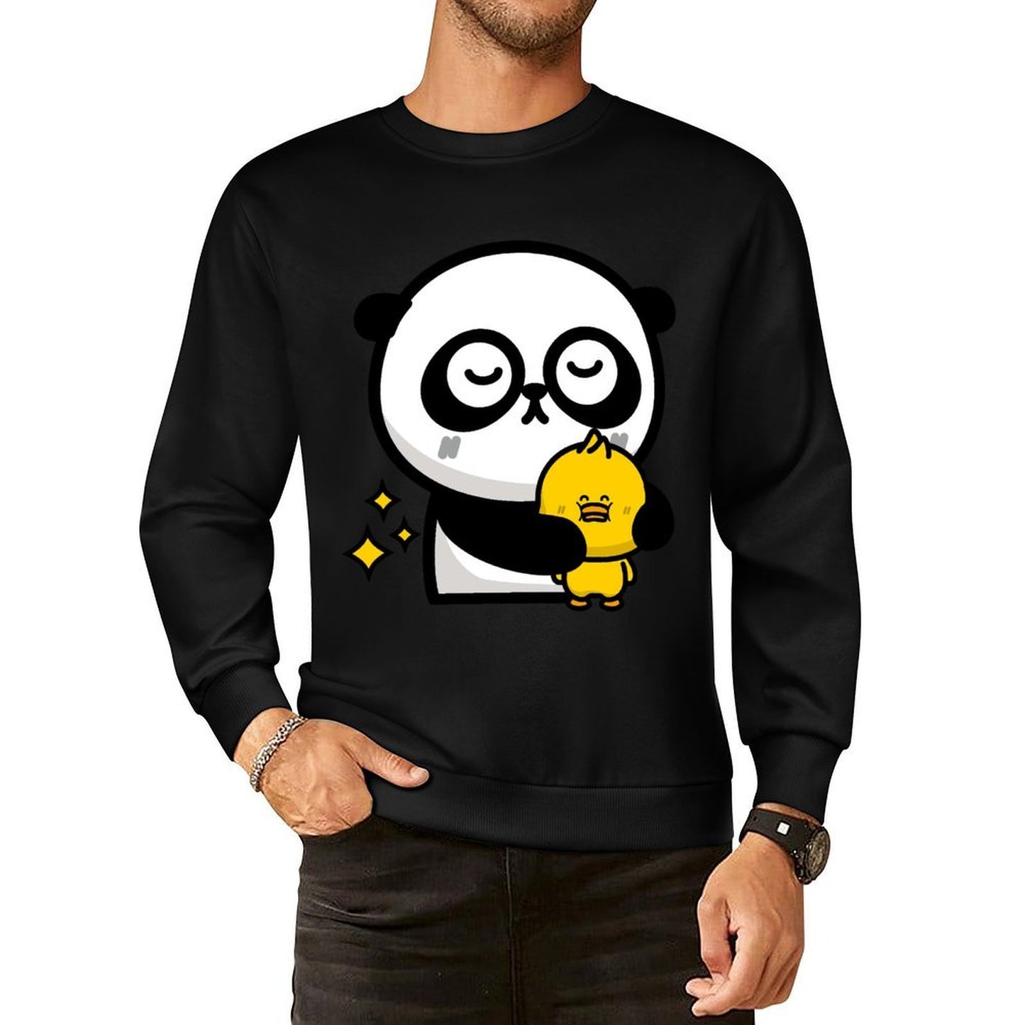 Front Patterned Long Sleeve TopHeat-Transfer Crisp Print