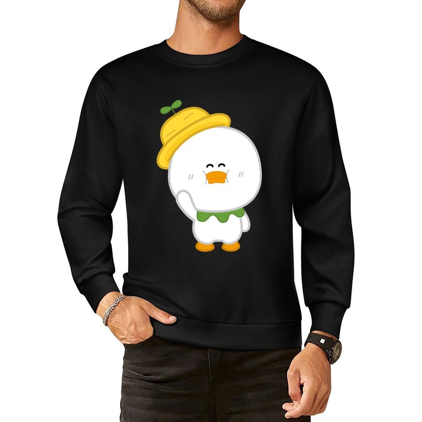 Front Patterned Long Sleeve TopLifestyleLine Crew Neck