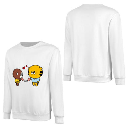 Front Patterned Long Sleeve TopCrew Neck Logo-Ready