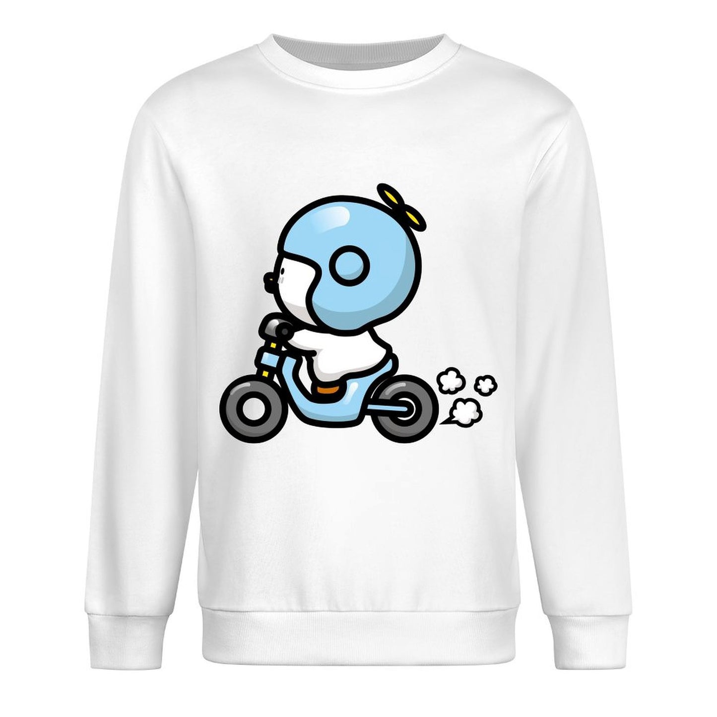 Front Patterned Long Sleeve TopUnisex Crew Neck