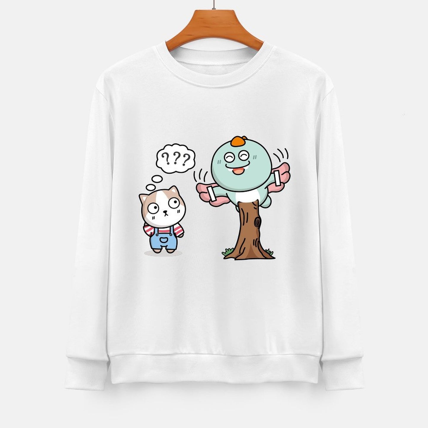 Front Patterned Long Sleeve TopSport Crew Neck