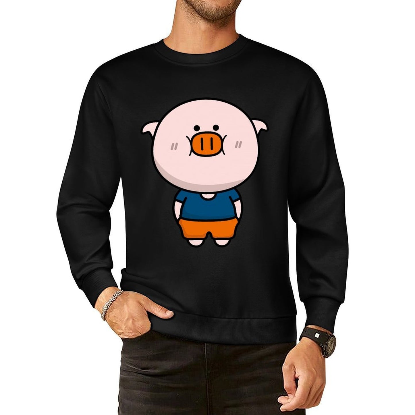 Front Patterned Long Sleeve TopOversized