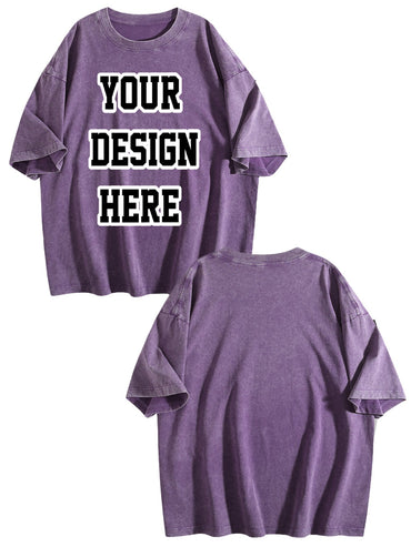 230gsm Heat Transfer Print Canvas Cotton Pre-washed T-shirt, Front Panel Print, Deep Purple