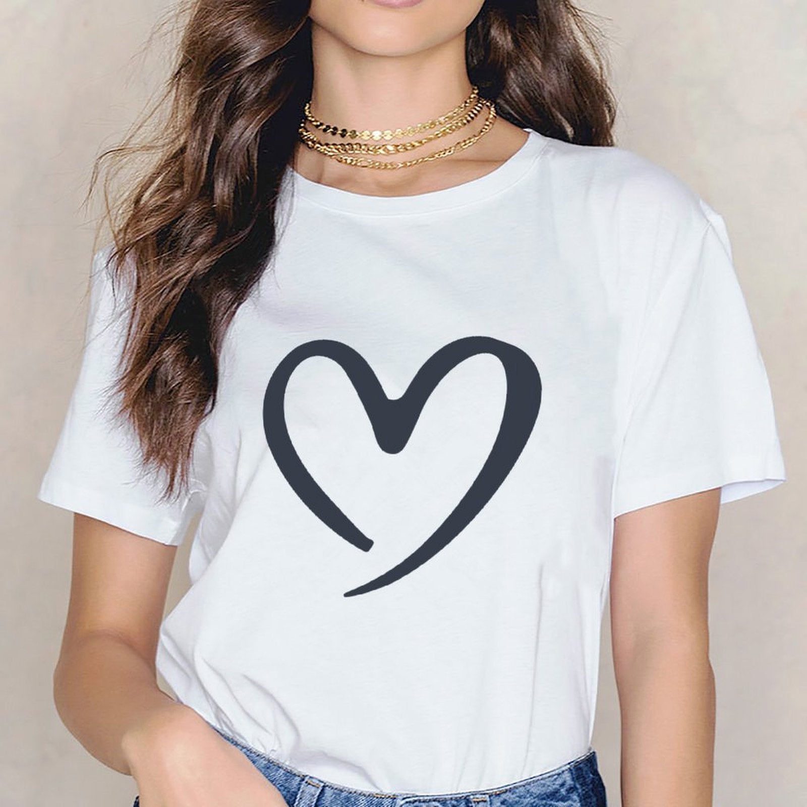 Inkmay Casual Cotton T-shirt Solid Navy Background With White Square Unisex T-shirtMade-to-Order Midweight T-Shirt