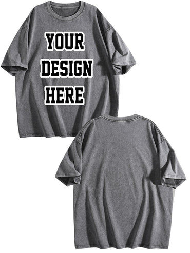 230gsm Printed 100% Cotton Pre-washed T-Shirt, Front Print in Dark Gray