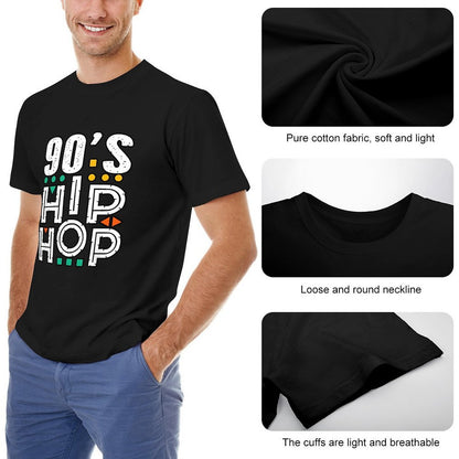 Inkmay Casual  Cotton T-shirt Nineties Hip Hop Pattern Print Design Unisex T-shirtHeavyweight Simple T-Shirt