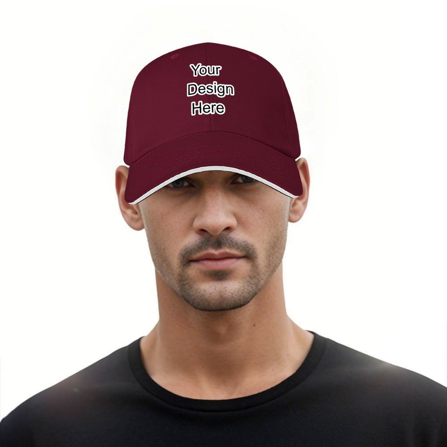 Custom dark red sandwich baseball cap