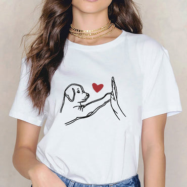 Inkmay Casual Cotton T-shirt Dog Silhouette With Red Heart Unisex T-shirtTrueComfort Softstyle T-Shirt
