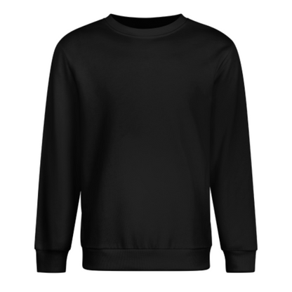 Crew Neck Long Sleeve Sweatshirt  Front Design  Black
