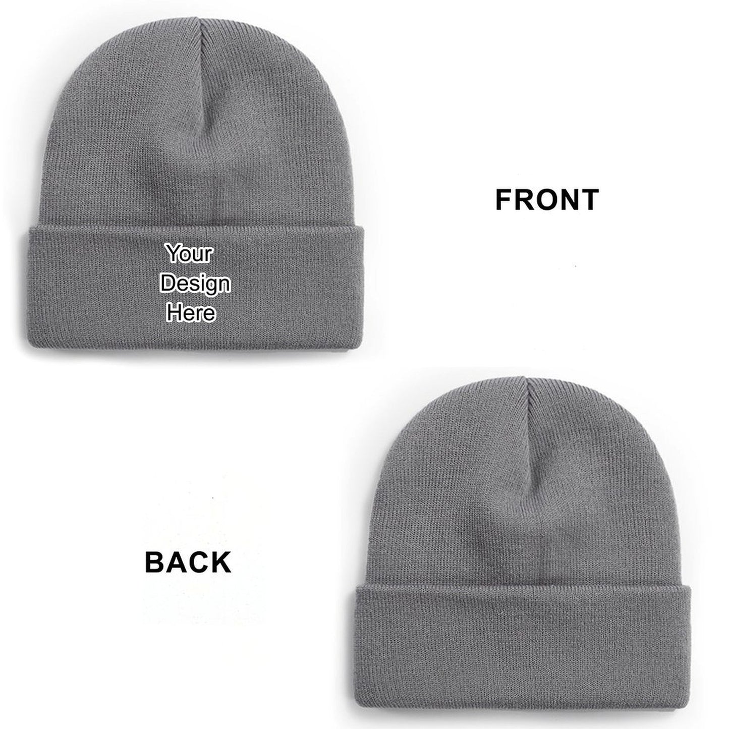 Custom grey knit hat