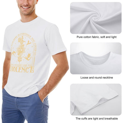 Inkmay Casual  Cotton T-shirt Abstract Geometric Shapes In Warm Tones Unisex T-shirt100% Cotton Oversized T-Shirt