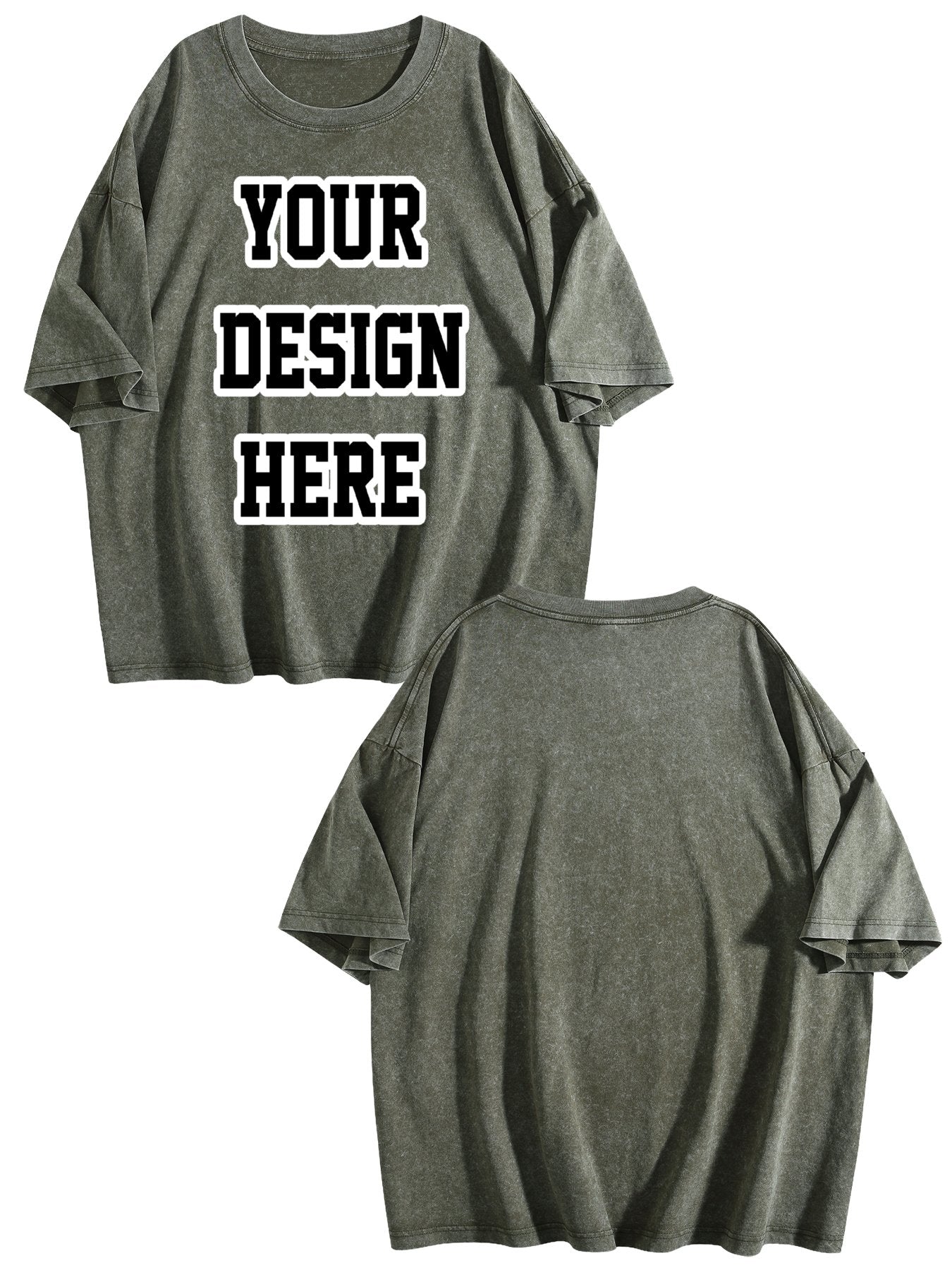 230gsm Heat Transfer Print Canvas Cotton Pre-washed T-shirt, Front Print, Teal