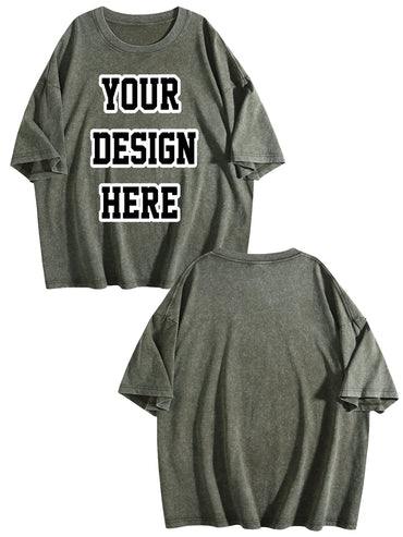 230gsm Heat Transfer Print Canvas Cotton Pre-washed T-shirt, Front Print, Teal