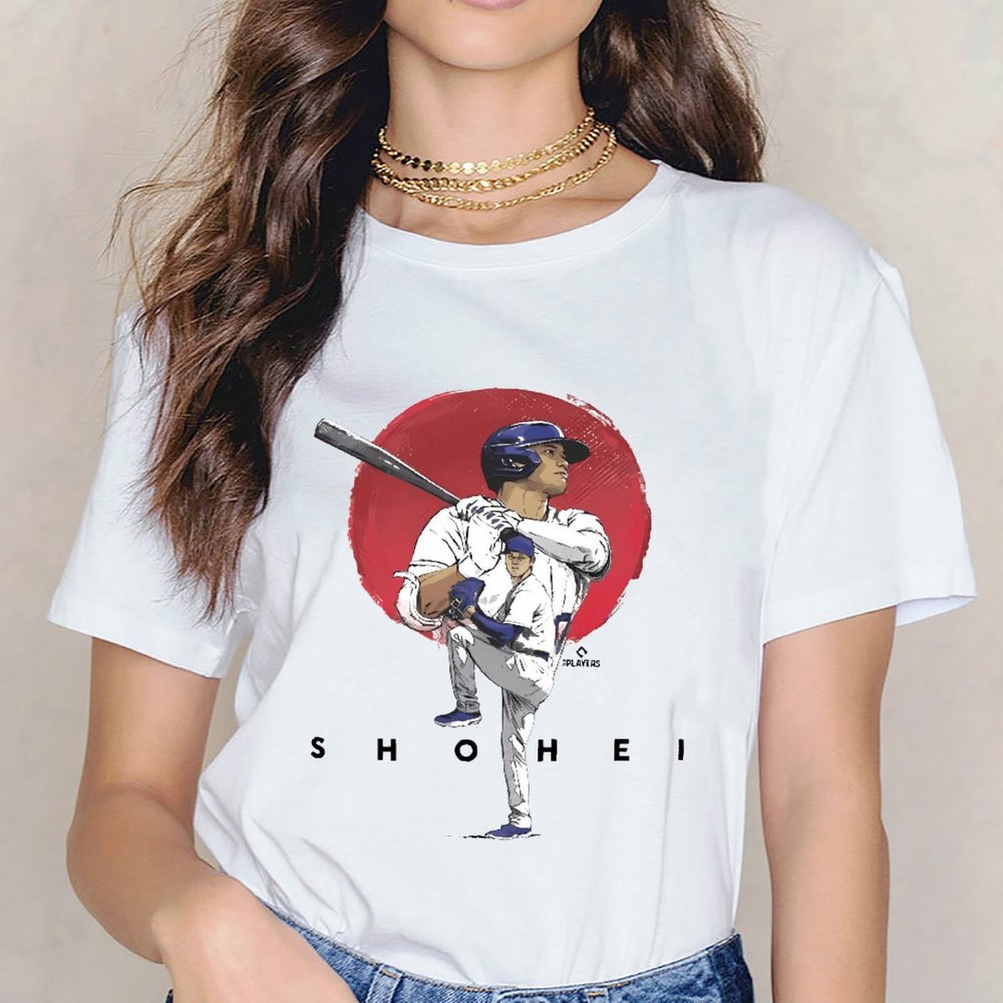Inkmay Casual Cotton T-shirt Baseball Player Swinging Bat Artwork Design Unisex T-shirtBasic Essential T-Shirt
