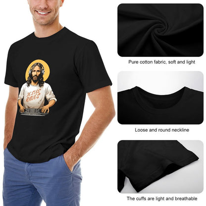 Inkmay Casual  Cotton T-shirt Jesus Wears Headphones And Tshirt Unisex T-shirtSport Modern T-Shirt