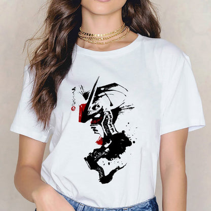 Inkmay Casual Cotton T-shirt Abstract Red And Black Design Unisex T-shirtRetro Printed T-Shirt