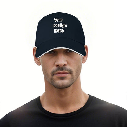 Custom dark navy blue sandwich baseball cap