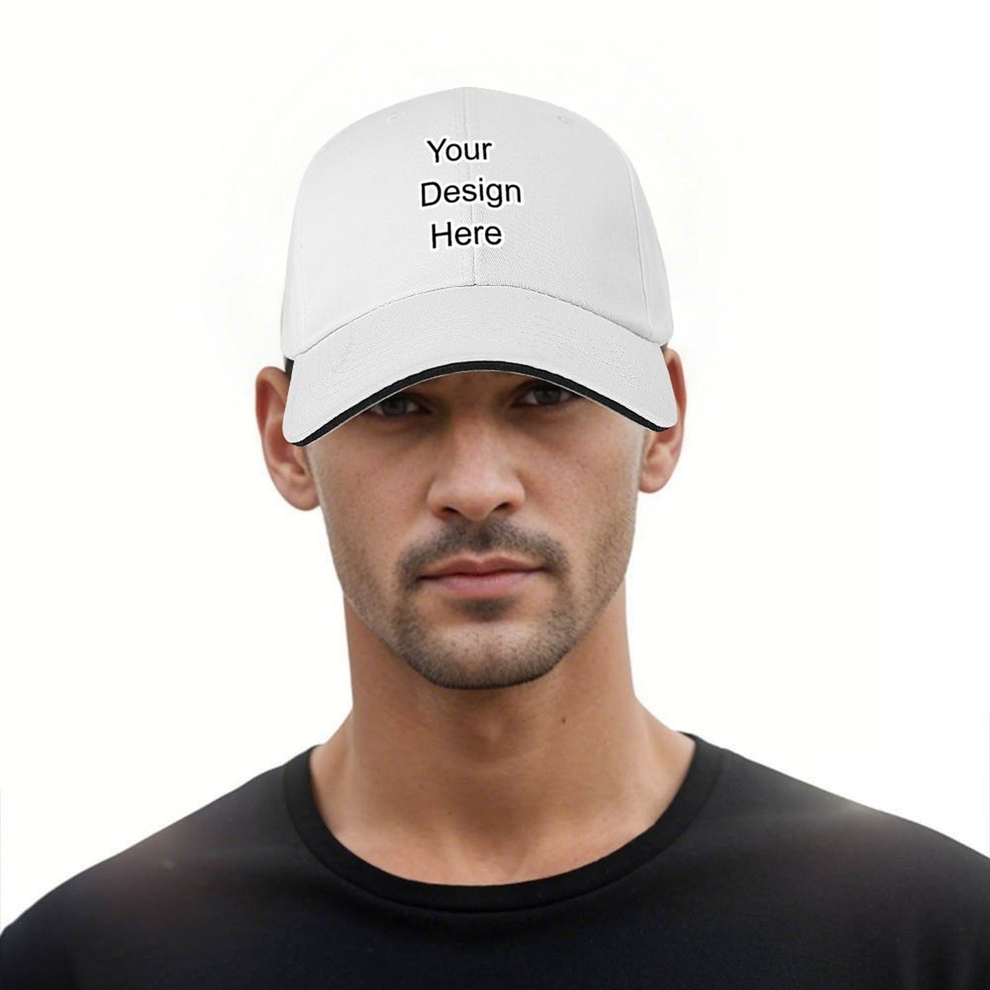 Custom white sandwich baseball cap