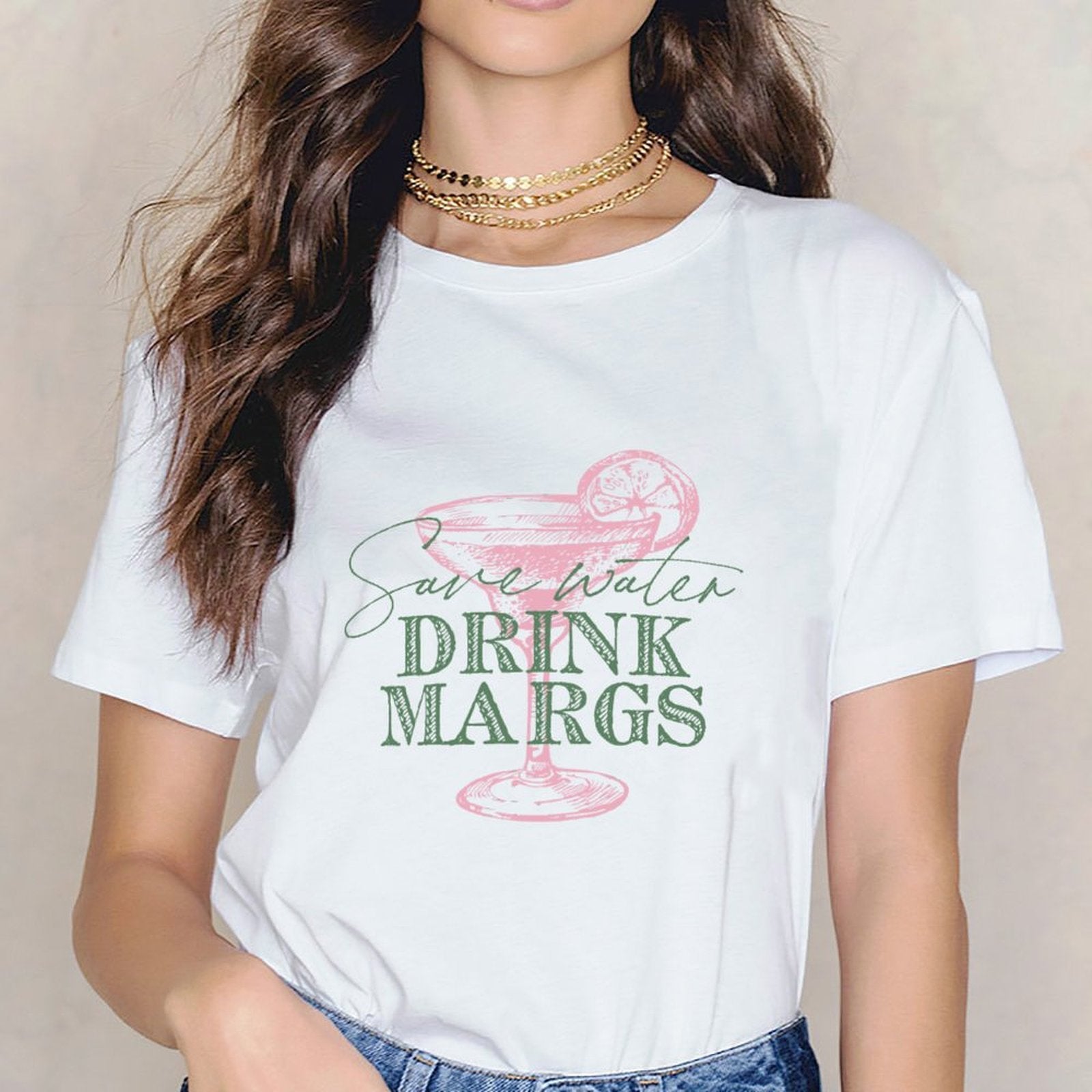 Inkmay Casual Cotton T-shirt Abstract Floral Design With Pink Elements Unisex T-shirtClassic Sharp T-Shirt