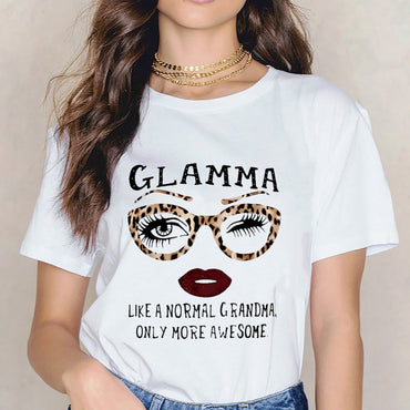 Inkmay Casual Cotton T-shirt Leopard Print Sunglasses With Eyelashes Unisex T-shirtOutdoor Logo-Ready T-Shirt