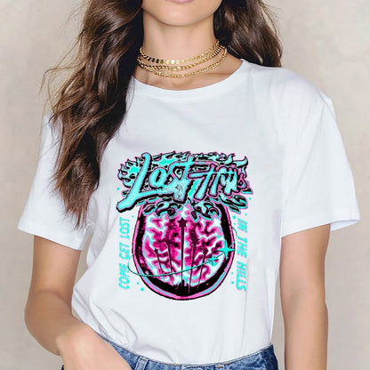Inkmay Casual Cotton T-shirt Lost Minds Brain Art Print Design Unisex T-shirtSharp Print-Ready T-Shirt