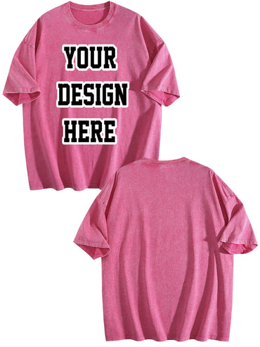 230gsm Printed 100% Cotton Pre-washed T-Shirt, Front Print in Rose Red