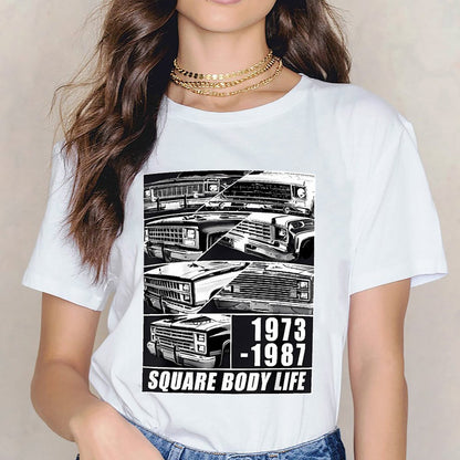 Inkmay Casual Cotton T-shirt Square Body Life Print Pattern Art Unisex T-shirtSoftstyle EverydayFit T-Shirt