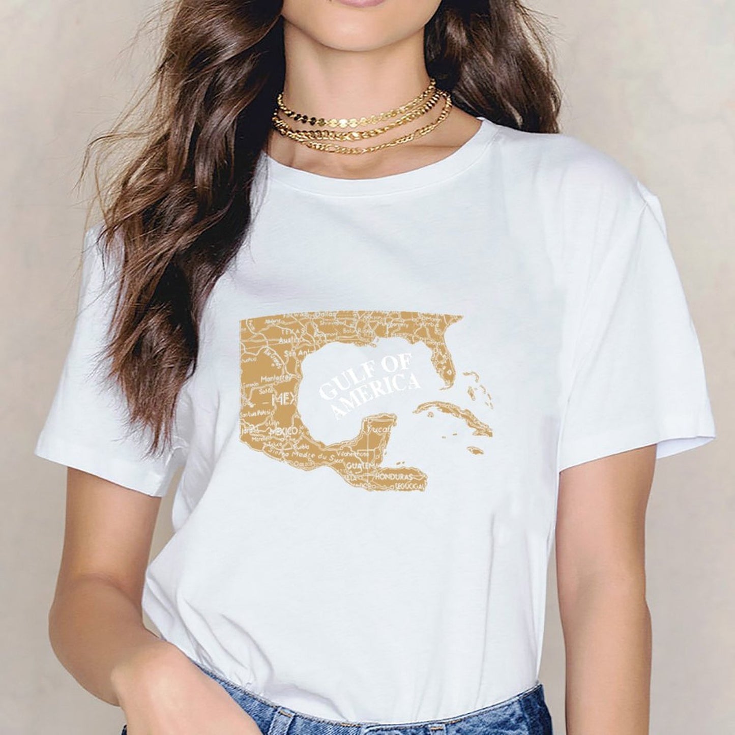 Inkmay Casual Cotton T-shirt Map Of Gulf Of America Unisex T-shirtPromotional Classic Fit T-Shirt