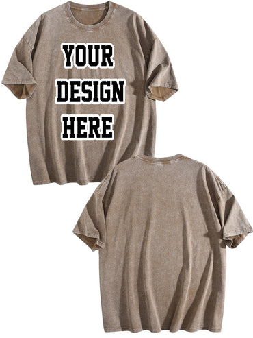 230gsm Heat Transfer Print 100% Cotton Pre-washed T-shirt, Front Print, Coffee Brown