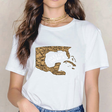 Inkmay Casual Cotton T-shirt Map Of Central America And Unisex T-shirtSlim Fit TrueStyle T-Shirt