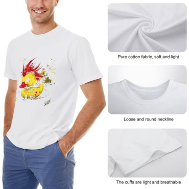 Inkmay Casual  Cotton T-shirt Stylish Duck With Red Hair Splatter Unisex T-shirtLifestyleLine ClassicStyle T-Shirt