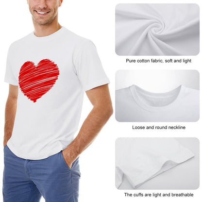 Inkmay Casual  Cotton T-shirt Solid Red Background With White Corner Unisex T-shirtWrinkle-Free Outdoor T-Shirt