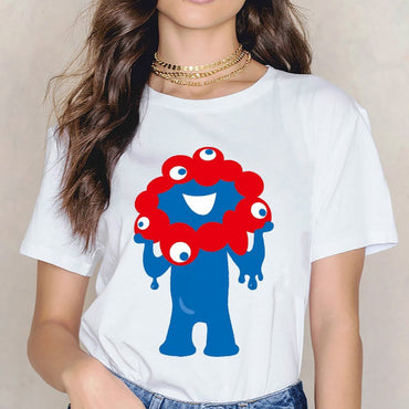 Inkmay Casual Cotton T-shirt Blue Creature With Red Spots Unisex T-shirtEverydayComfort Heritage T-Shirt