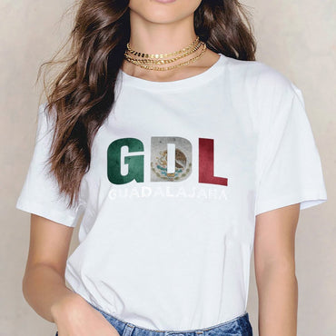 Inkmay Casual Cotton T-shirt Mexican Flag Pattern With Eagle Design Unisex T-shirtStreetStyle Heritage T-Shirt