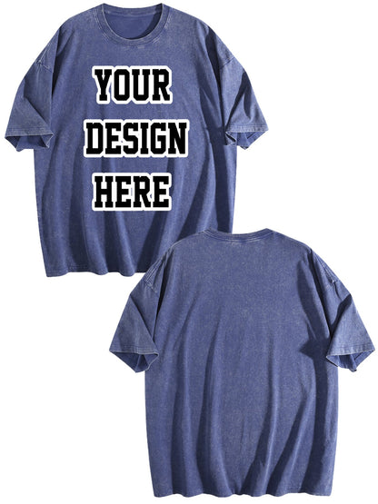 230gsm Heat Transfer Canvas Cotton Pre-washed T-shirt, Front Panel Print, Ice Blue