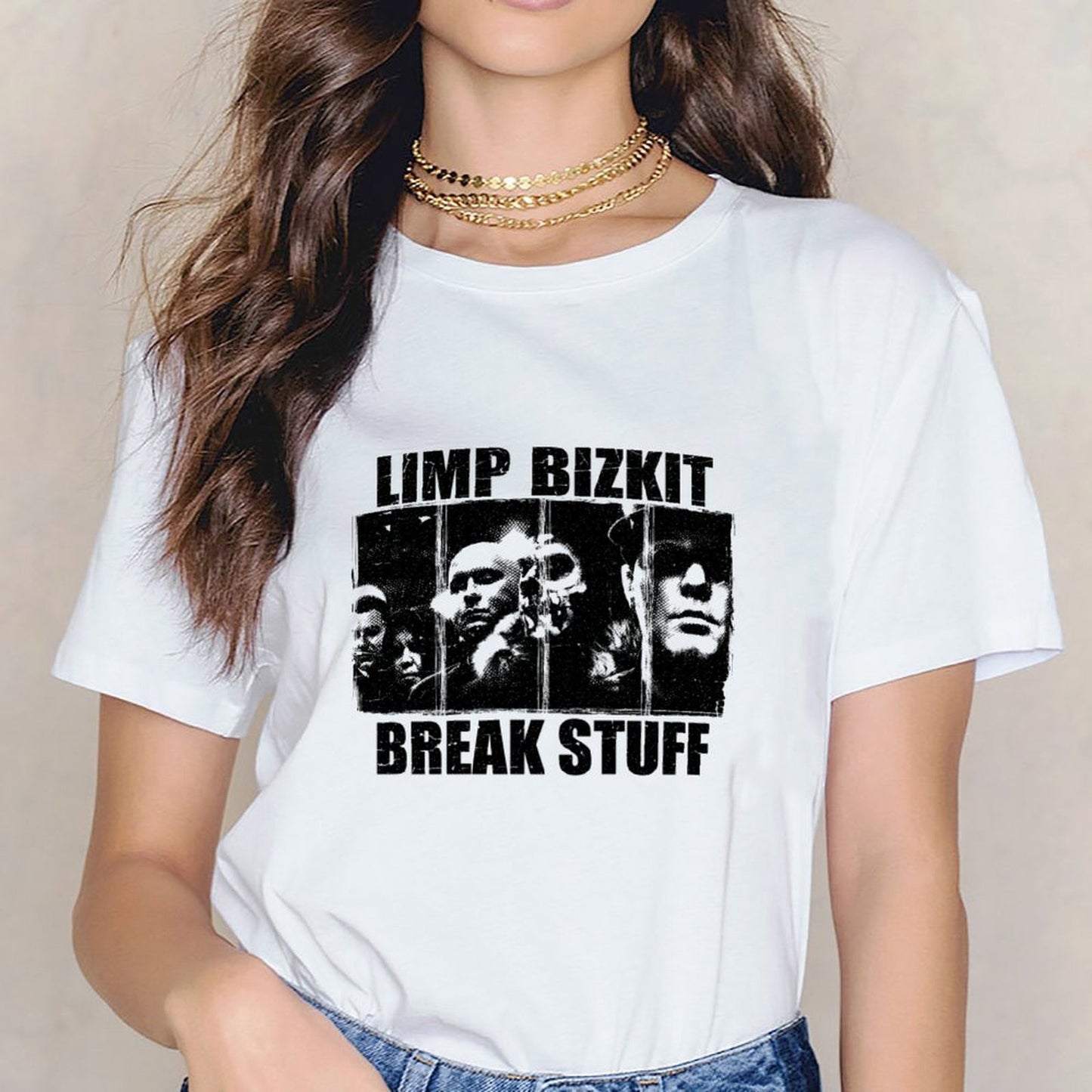 Inkmay Casual Cotton T-shirt Abstract Floral Design With Bold Colors Unisex T-shirtDouble-Stitched Natural T-Shirt
